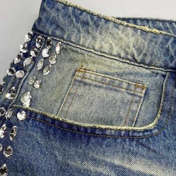 Vale Sports Division Men’s Sirens Rhinestone Denim Jorts - Picture 7 of 10